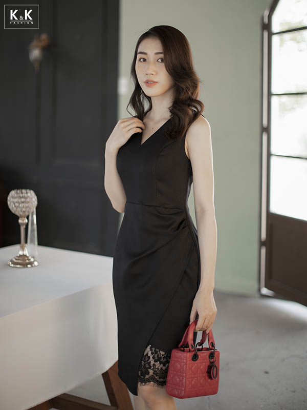 Đầm liền body nhấn eo vạt chéo HL12-04
