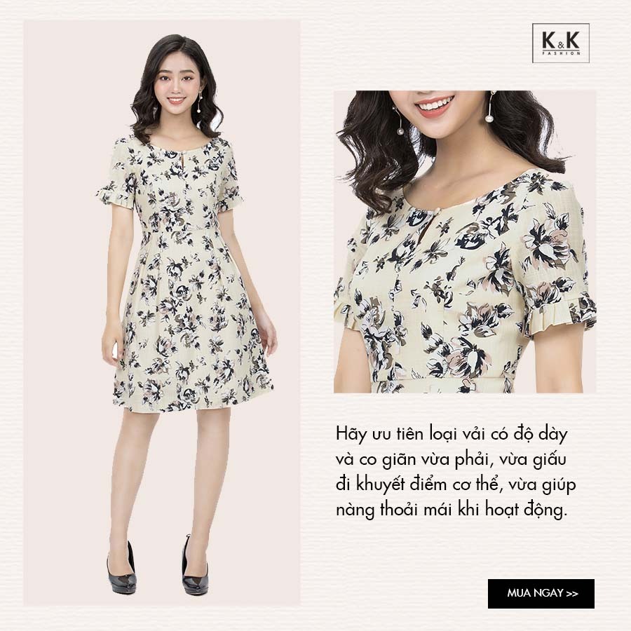 Đầm xòe hoa xếp ly tay bèo HL08-25