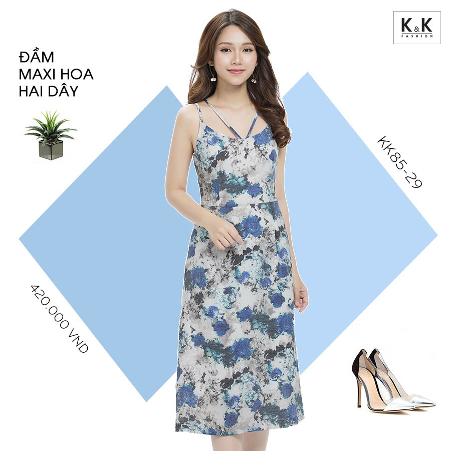 Đầm maxi hoa hai dây KK85-29