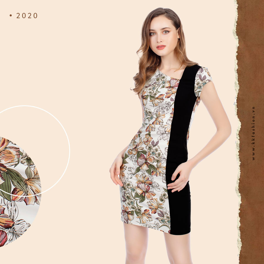 Đầm ôm body họa tiết hoa KK95-18
