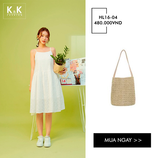 Đầm babydoll trắng 2 dây HL16-04