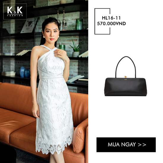 Đầm ren trắng 2 dây dáng chữ A HL16-11