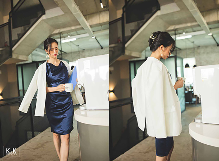 Đầm lụa dáng ôm sát nách eo xếp ly KK106-06