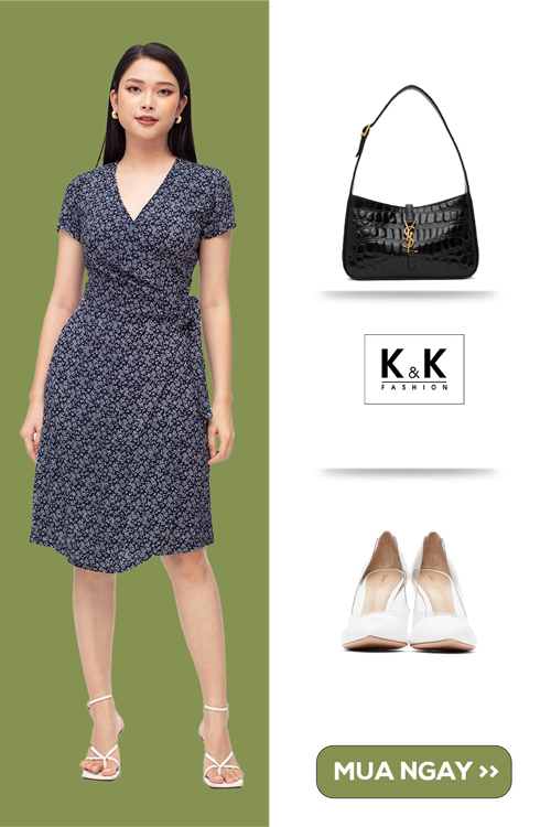 Đầm quấn wrap dress họa tiết hoa nhí KK106-18