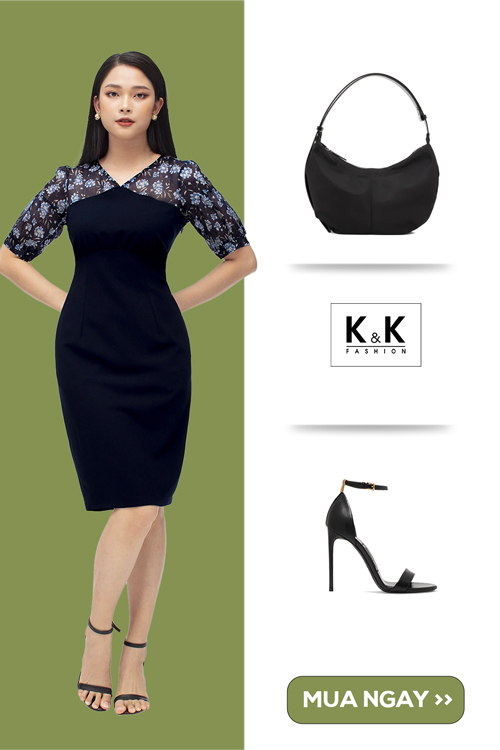 Đầm công sở dáng ôm tay lỡ cổ V KK107-01