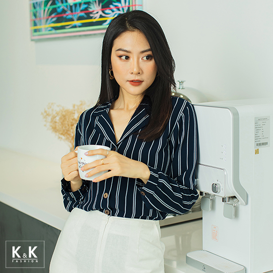 Áo sơ mi công sở nữ kẻ sọc tay dài ASM06-21