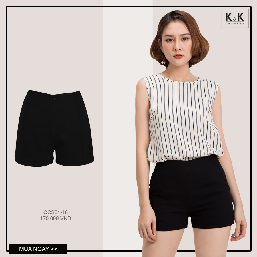 Quần short đen 2 túi QCS01-26