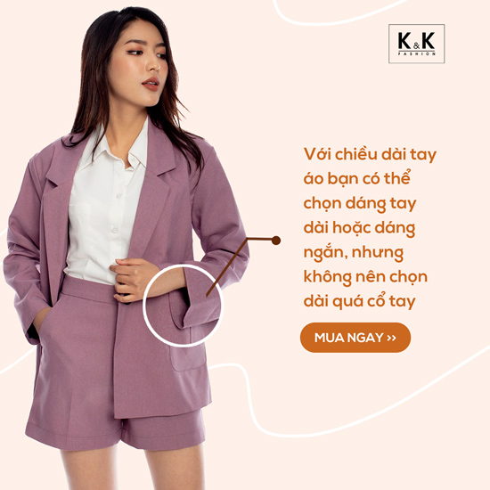 Áo khoác blazer tím phối hai túi nổi AK10-10