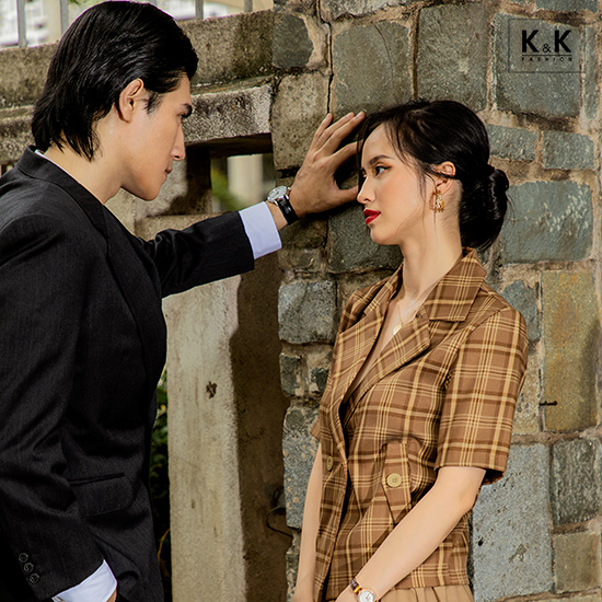 Áo khoác blazer tay ngắn họa tiết caro AK10-20