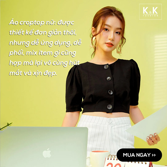 Áo nữ croptop màu đen trẻ trung ASM06-12