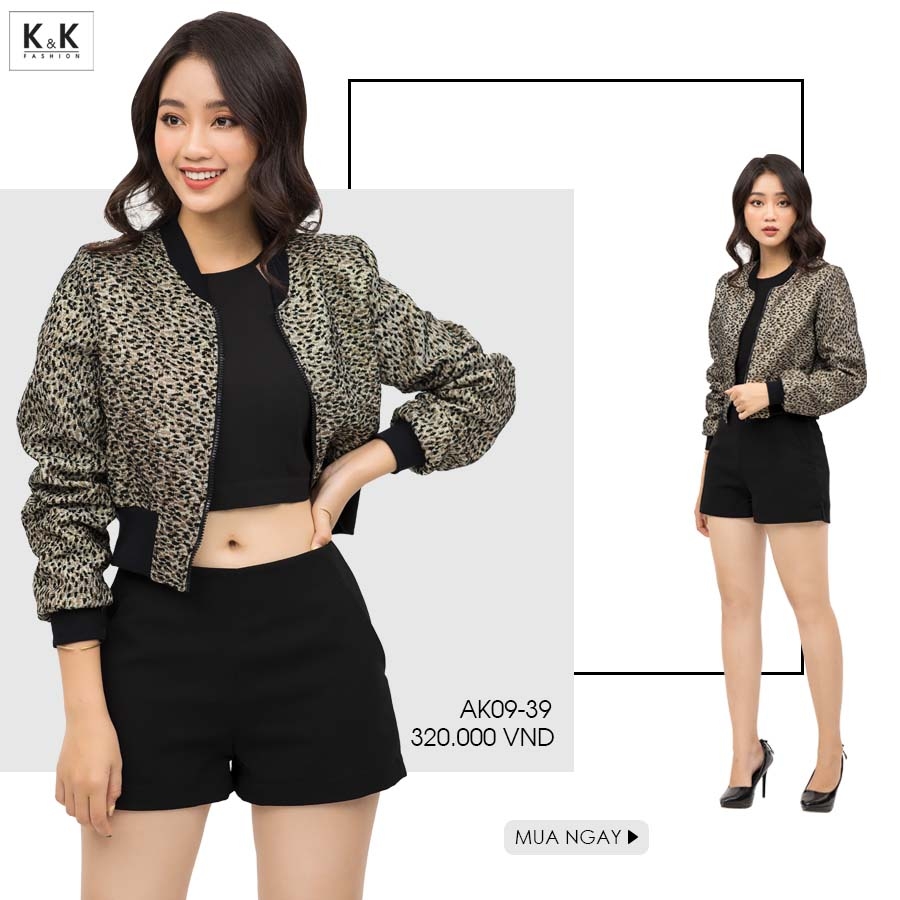 Áo khoác bomber croptop họa tiết beo AK09-39