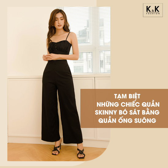 Quần suông ống rộng màu đen QCS02-16