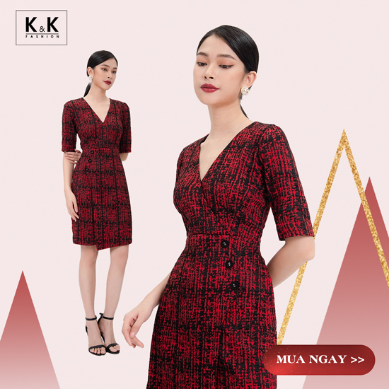 Đầm chữ A cổ V tùng đắp chéo HL16-12