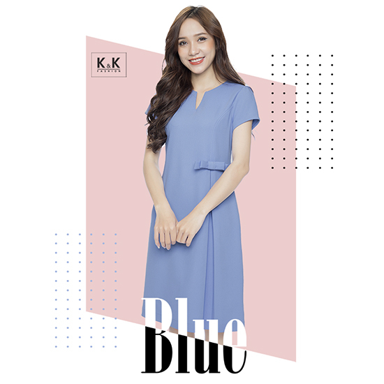 Đầm chữ A xếp ly phối nơ KK89-20