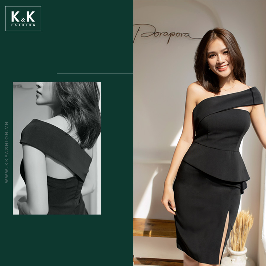 Đầm lệch vai dáng ôm body HL11-39