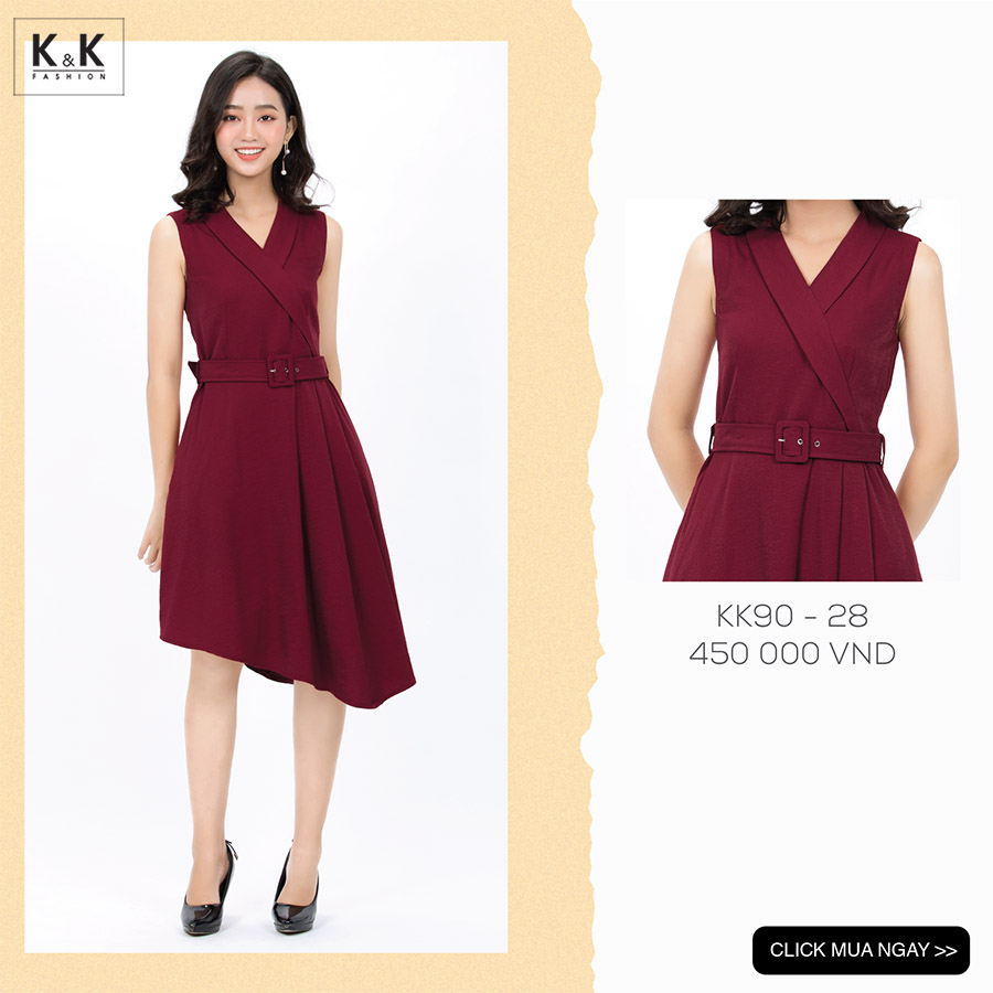 Đầm đi tiệc cổ đan - tông kèm đai eo KK90-28