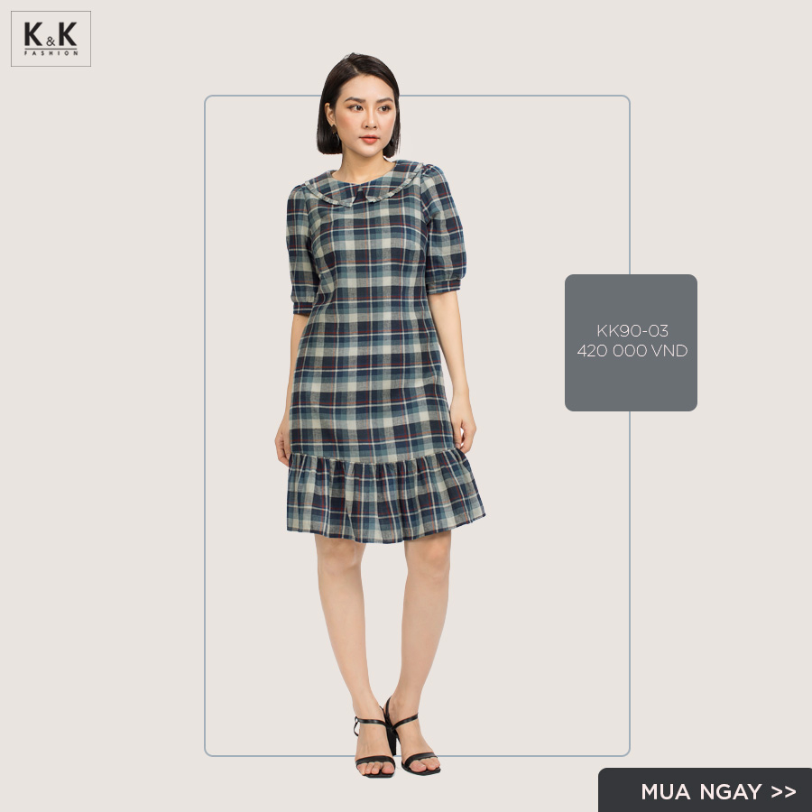 Đầm đuôi cá họa tiết caro KK90-03