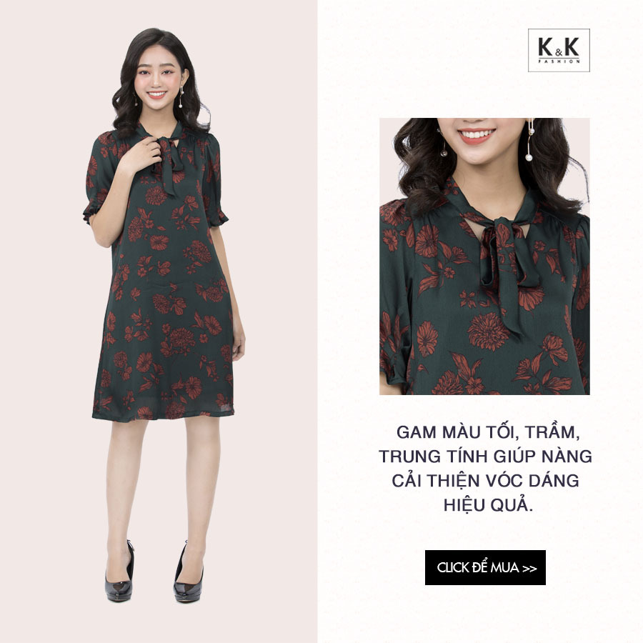 Đầm hoa suông cột nơ KK90-24