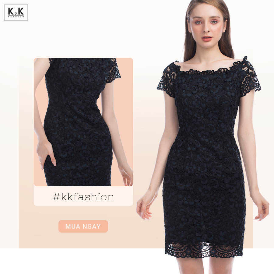 Đầm ren ôm body trễ vai KK93-08