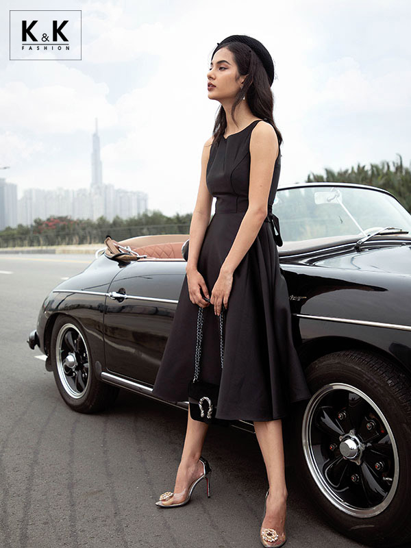 Đẹp sang chảnh như quý cô thành thị cùng váy đầm đen KK96-04