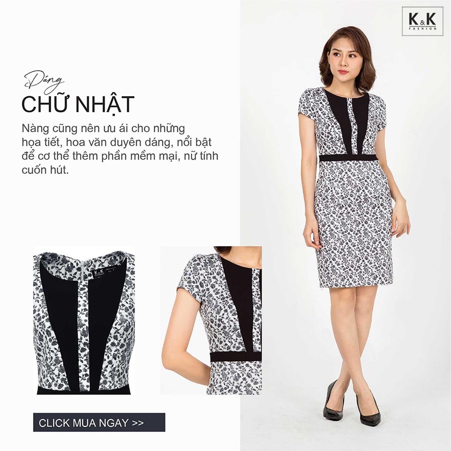 Đầm hoa ôm body cách điệu  KK90-35