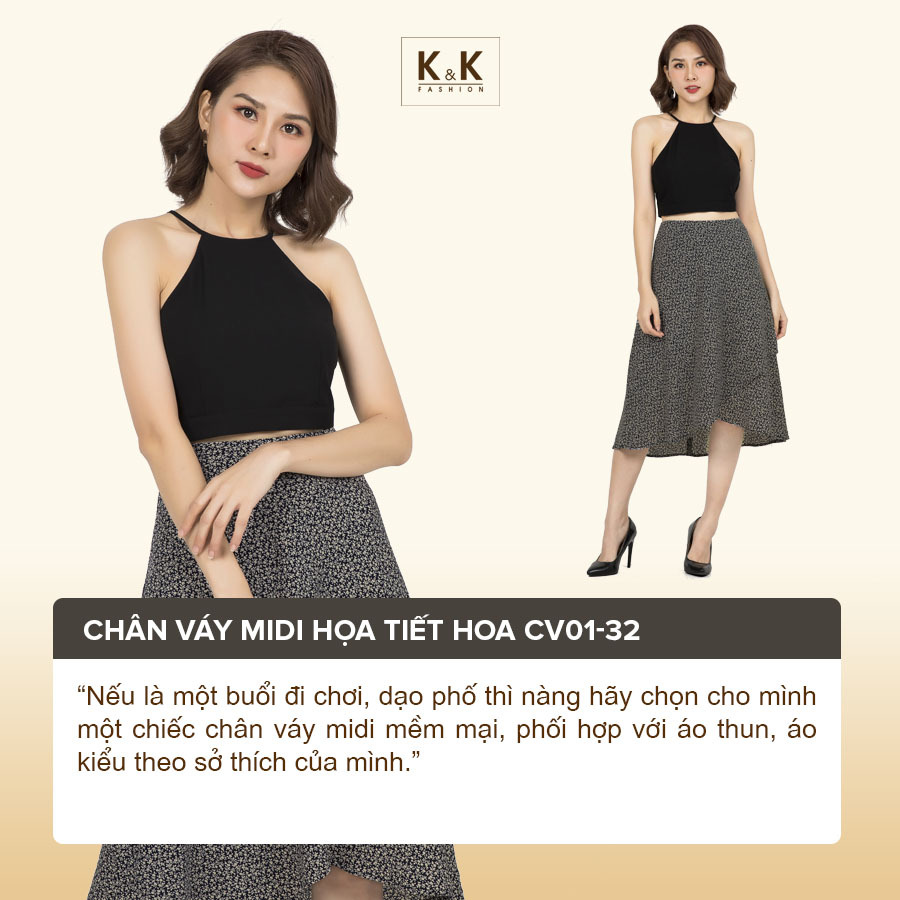Chân váy midi họa tiết hoa CV01-32