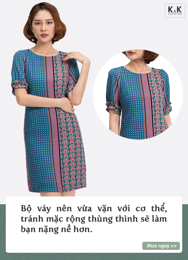Đầm suông họa tiết nhiều màu KK89-01