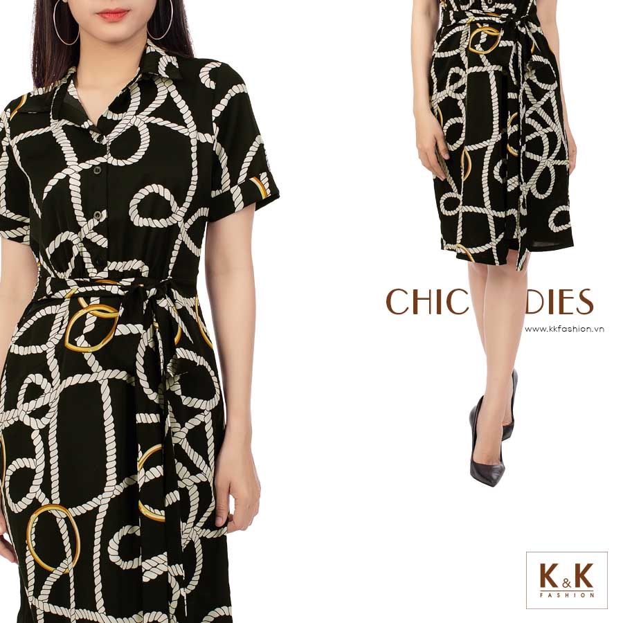 KK97-18 váy một mảnh hoa văn sang trọng