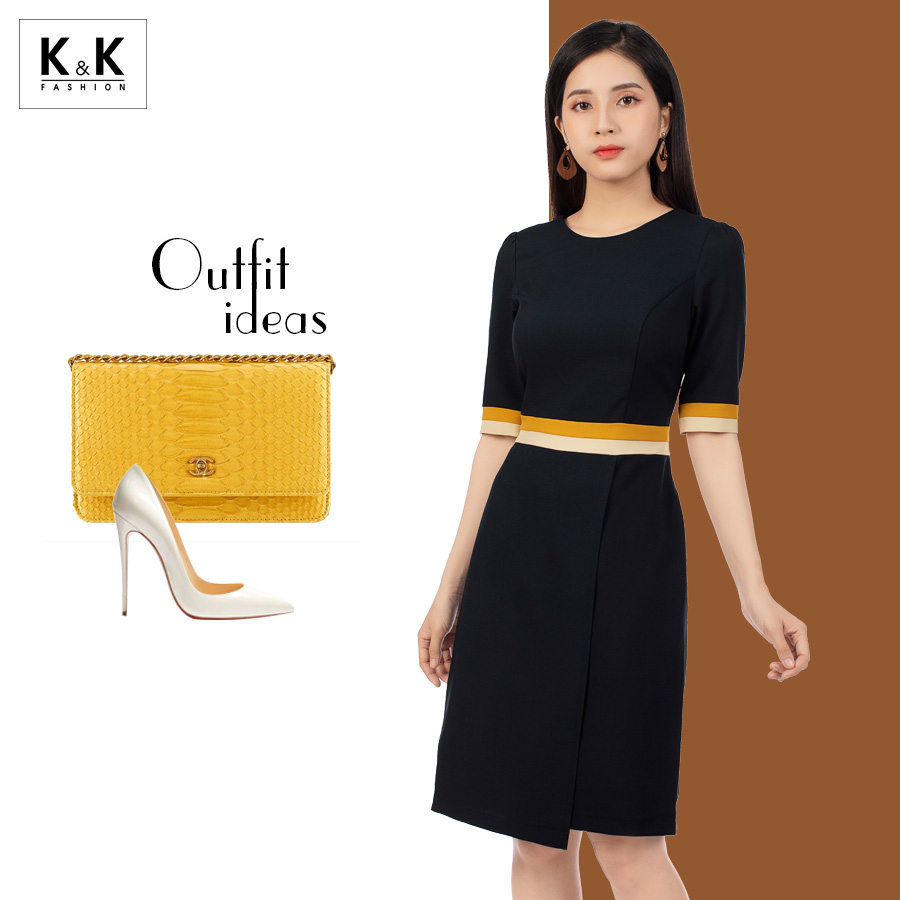 Váy công sở màu xanh sẫm KK95-24