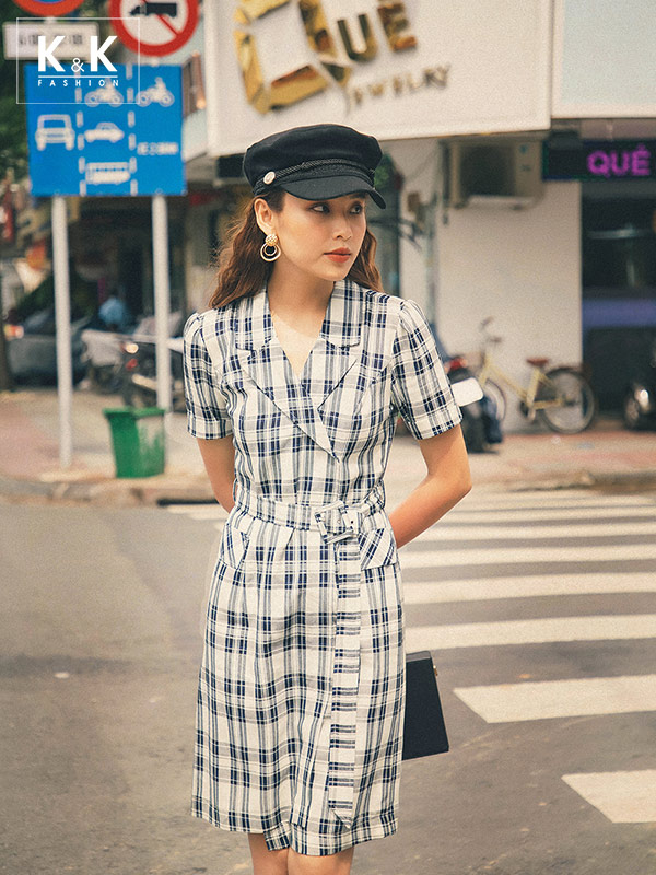 Đầm caro đi làm thanh lịch KK91-23