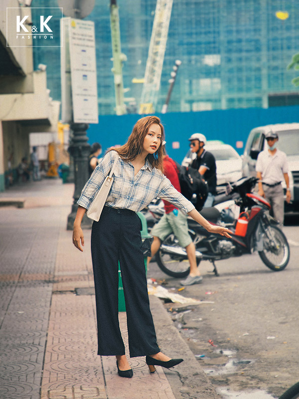 Áo sơ mi công sở dài tay họa tiết caro trendy ASM04-33