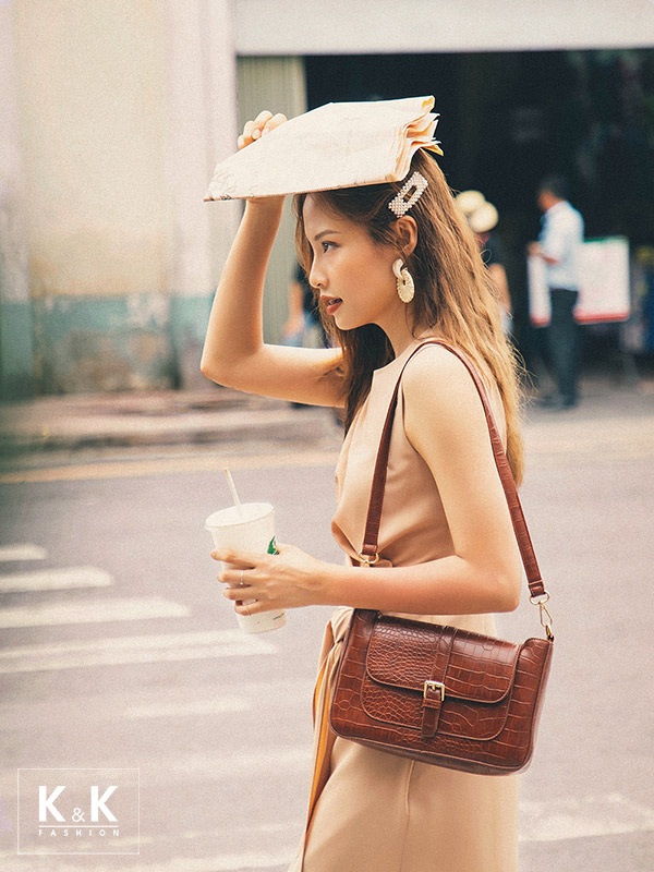 Đầm nhấn eo phối nơ tùng chéo KK98-15