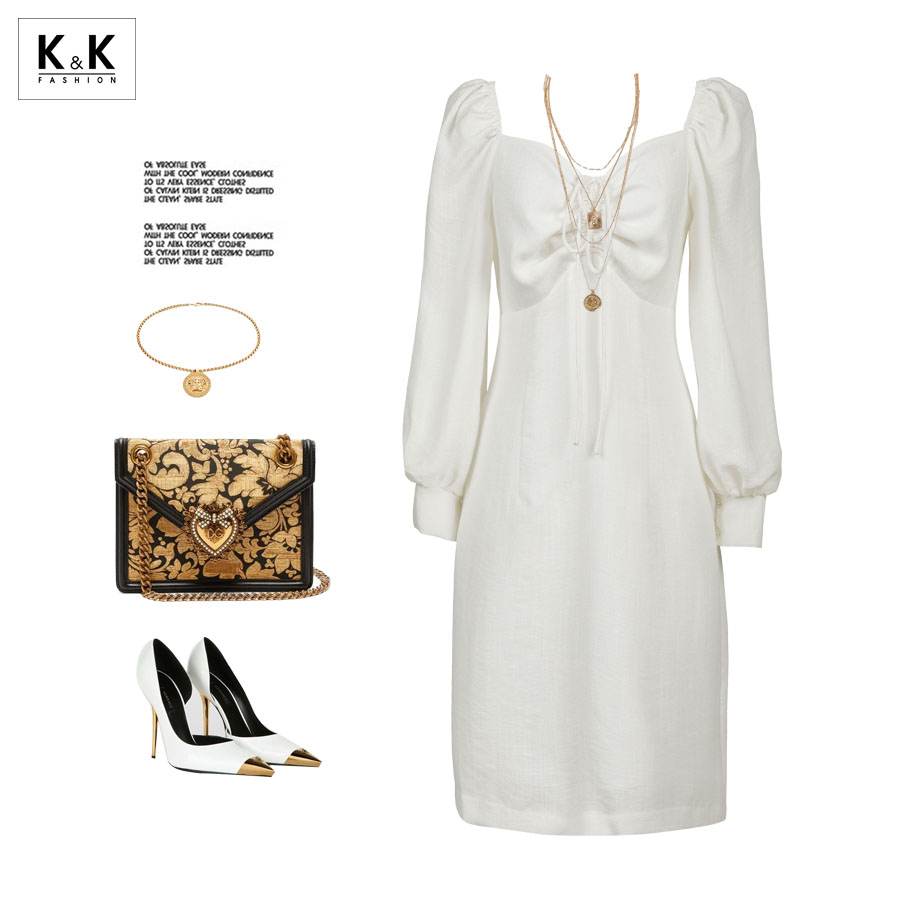 Đầm chữ A cổ vuông rút dây KK95-27