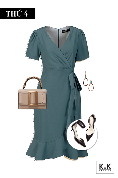 Váy quấn wrap dress phối bèo HL13-04