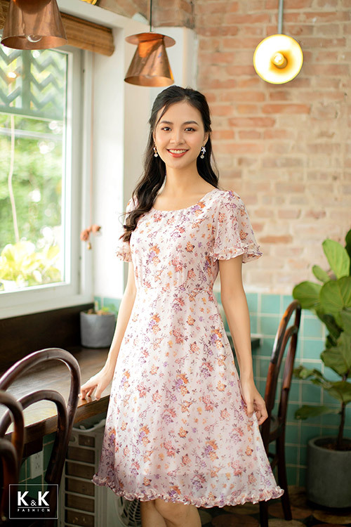 Váy hoa dáng xòe diềm bèo KK97-37