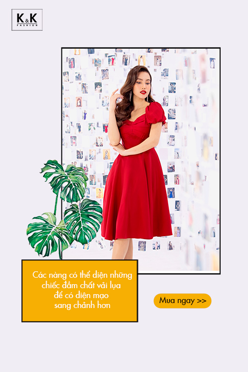 Váy xòe cổ vuông tay phồng KK99-27