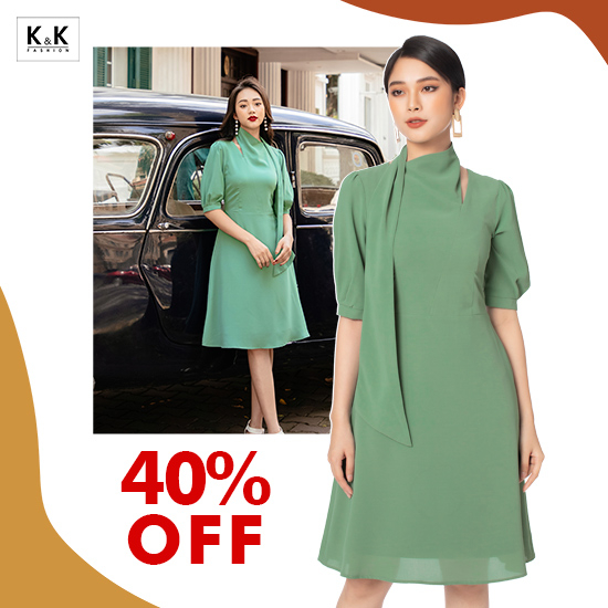 Đầm đơn sắc dáng xòe tay lỡ KK99-04