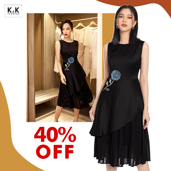 Đầm xòe xếp tầng vạt chéo KK98-21