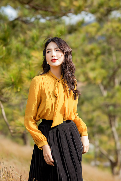 Áo sơ mi tay dài cổ thắt nơ ASM05-13