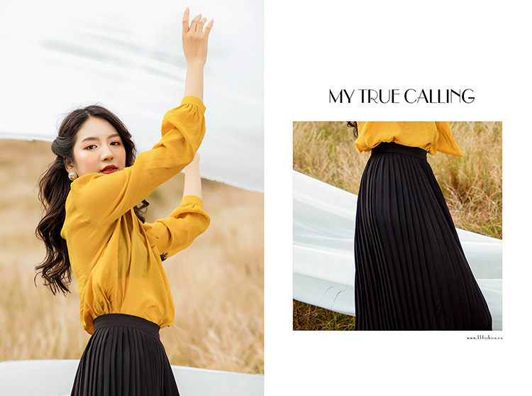 Áo sơ mi tay dài cổ thắt nơ ASM05-13