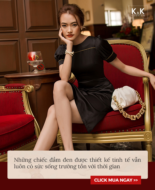 Đầm chữ A màu đen tay ngắn KK100-27