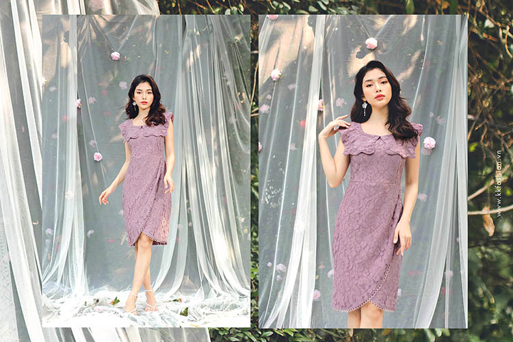 Đầm ren ôm tùng váy đắp chéo KK103-23