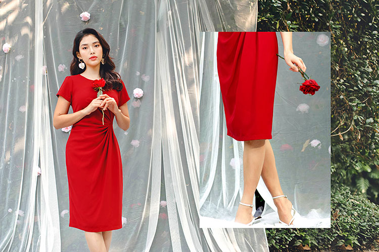 Đầm dáng ôm body xoắn eo KK103-36