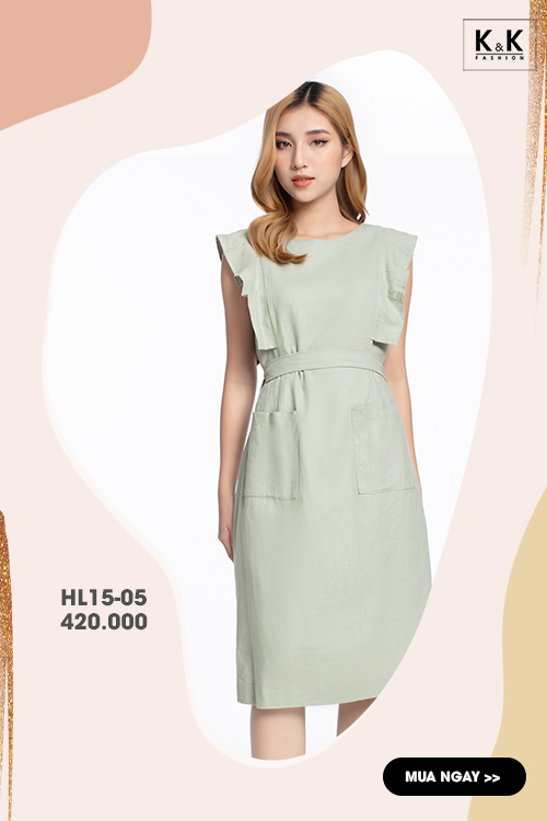 Đầm chữ A nhấn eo có túi HL15-05