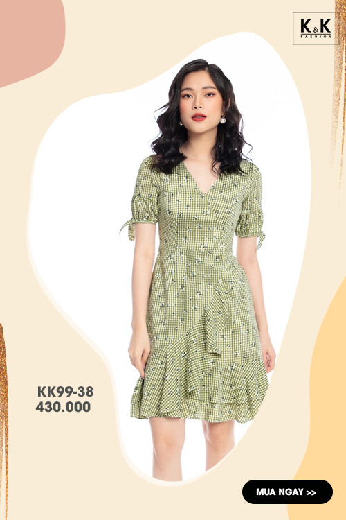 Đầm vạt chéo wrap dress cổ V KK99-38