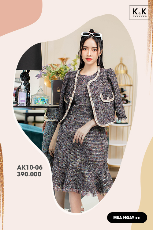 Áo khoác tweet + Đầm đuôi cá