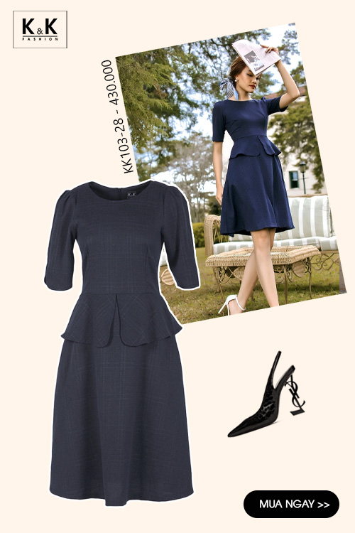 Đầm peplum dáng xòe tay lỡ KK103-28
