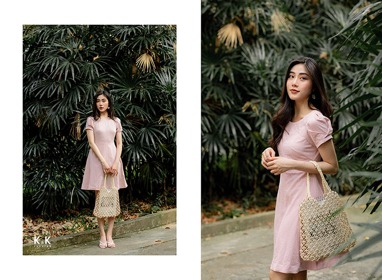 Đầm xòe tay ngắn cổ tròn KK105-29