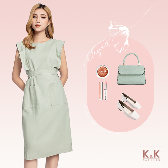 Đầm chữ A nhấn eo có túi HL15-05