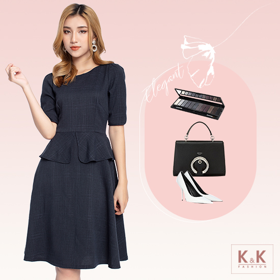 Đầm peplum dáng xòe tay lỡ KK103-28